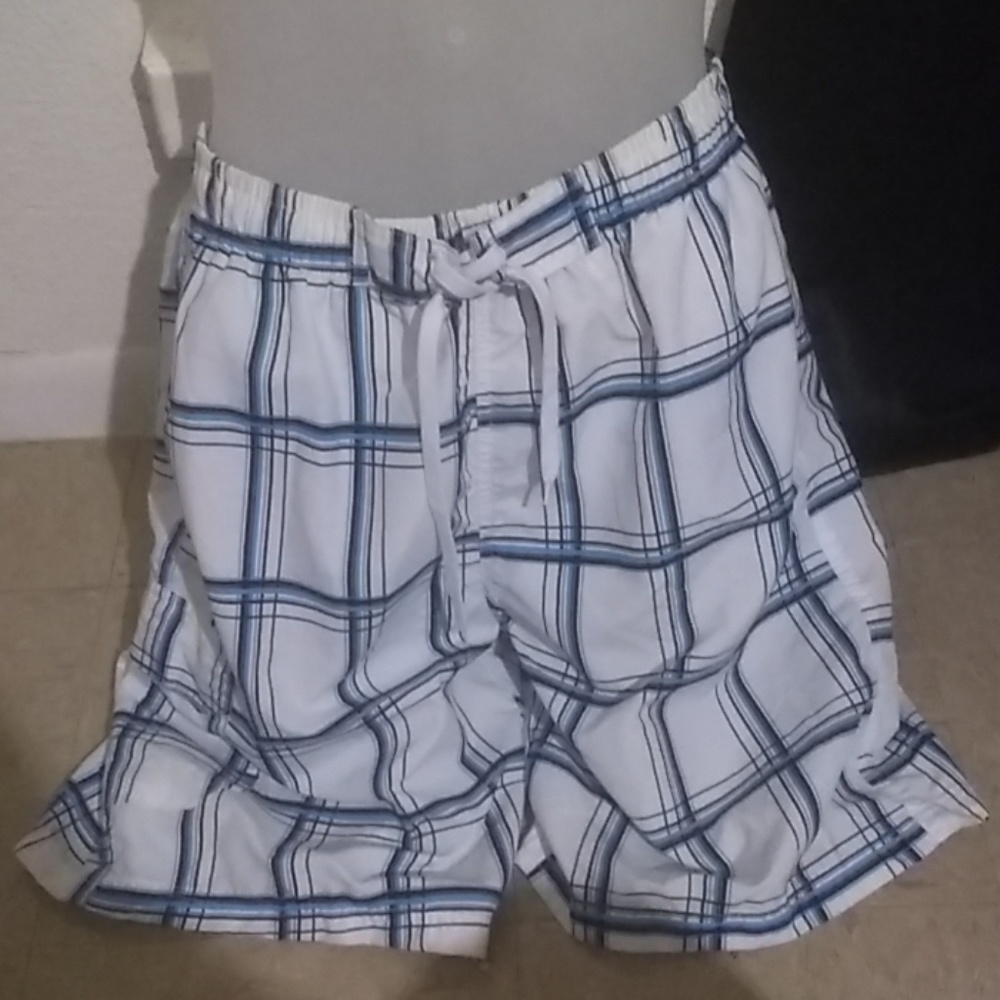 NBN Gear Blue and White Plaid Trunks Size XL